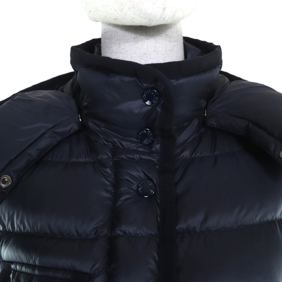 極美品◇MONCLER モンクレール 21-22AW G20931C51100 HERMINE エルミンヌ ロゴワッペン・フード付 ダウンコート ダークネイビー 0 正規品