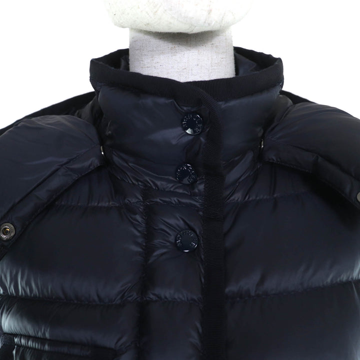 極美品◇MONCLER モンクレール 21-22AW G20931C51100 HERMINE エルミンヌ ロゴワッペン・フード付 ダウンコート ダークネイビー 0 正規品
