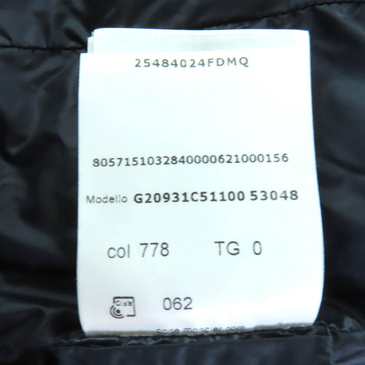 極美品◇MONCLER モンクレール 21-22AW G20931C51100 HERMINE エルミンヌ ロゴワッペン・フード付 ダウンコート ダークネイビー 0 正規品
