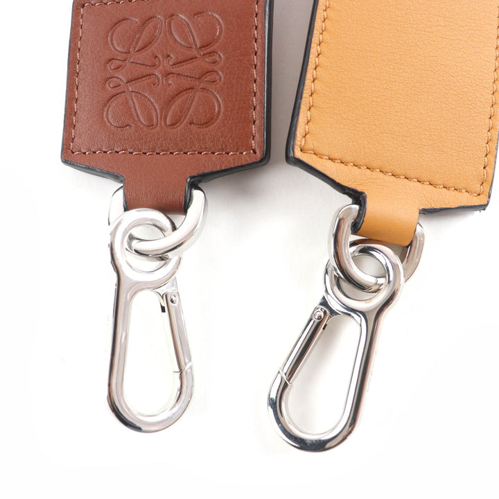 極美品☆LOEWE ロエベ ロゴ・アナグラム レザー ショルダーストラップ ブラウン マルチカラー シルバー金具 スペイン製 レディース