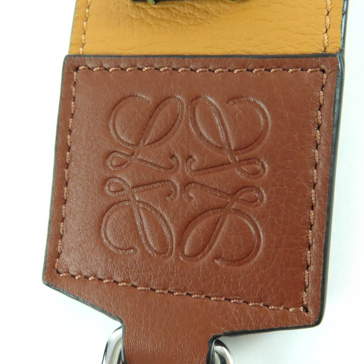極美品☆LOEWE ロエベ ロゴ・アナグラム レザー ショルダーストラップ ブラウン マルチカラー シルバー金具 スペイン製 レディース