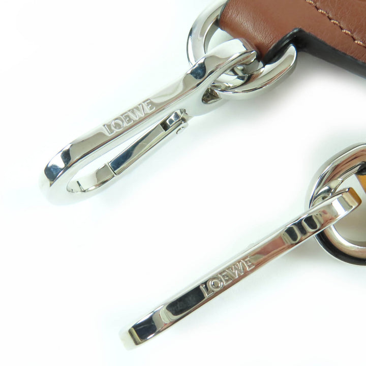 極美品☆LOEWE ロエベ ロゴ・アナグラム レザー ショルダーストラップ ブラウン マルチカラー シルバー金具 スペイン製 レディース
