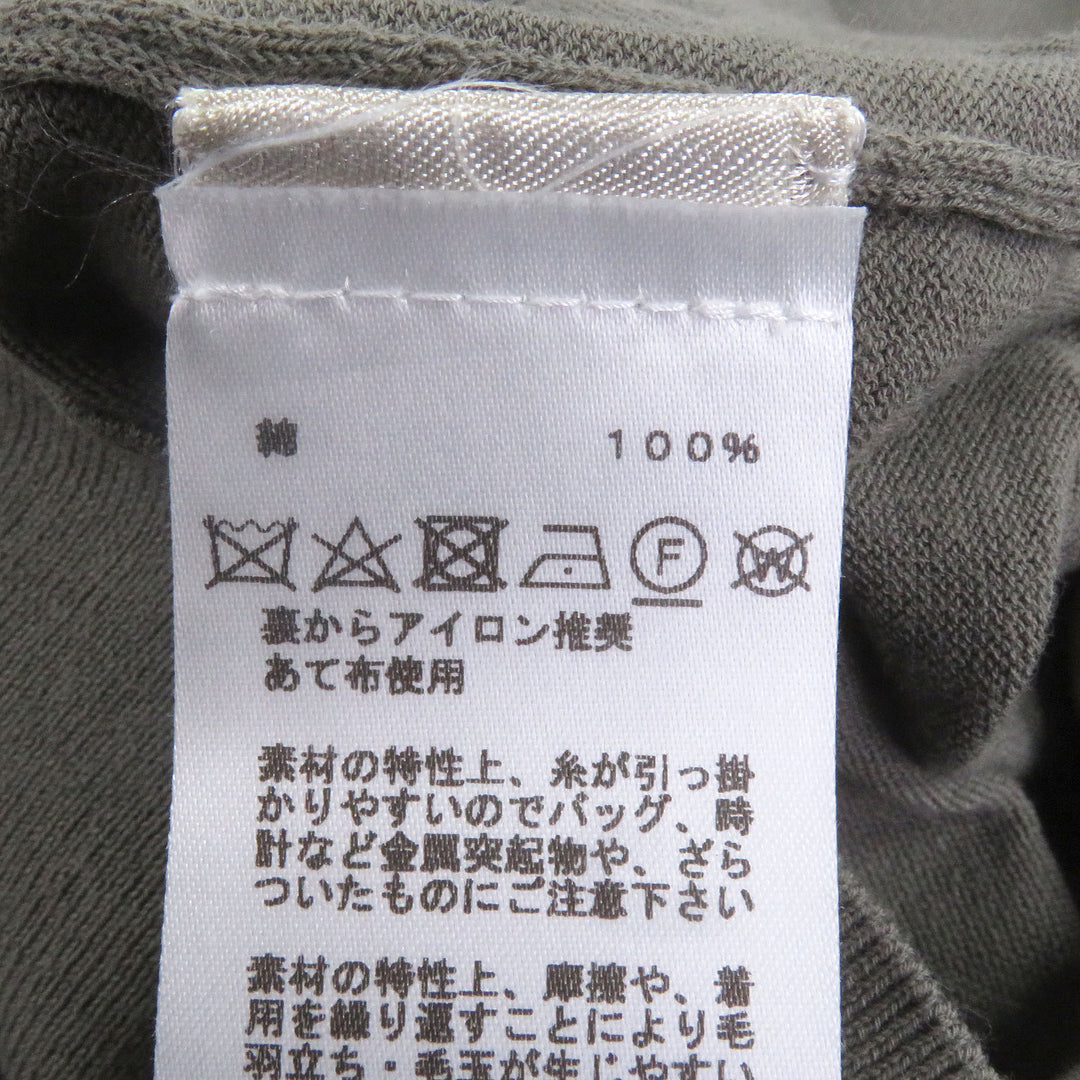 美品□HERMES エルメス 21SS コットン100％ 袖ドッキングデザイン クルーネック 半袖ニット セーター カーキ XL イタリア製 正規品