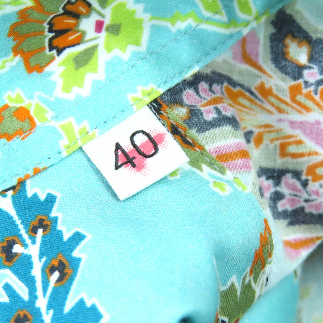 未使用品△ETRO エトロ 23SS コットン100％ ペイズリー柄 ロゴボタン 長袖シャツ ブルー系 マルチカラー 40 イタリア製 正規品 メンズ