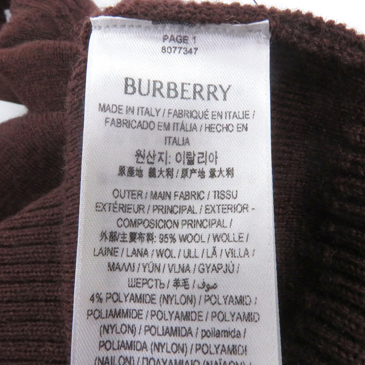 極美品□BURBERRY バーバリー 8077347 ウール ローズ 薔薇デザイン ロングスリーブニット セーター ブラウン S イタリア製 正規品 メンズ