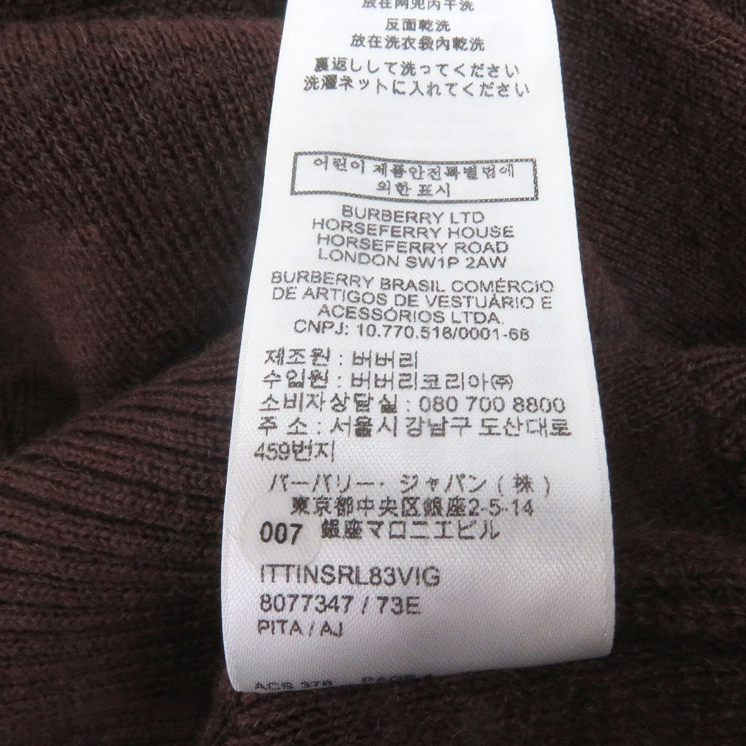 極美品□BURBERRY バーバリー 8077347 ウール ローズ 薔薇デザイン ロングスリーブニット セーター ブラウン S イタリア製 正規品 メンズ