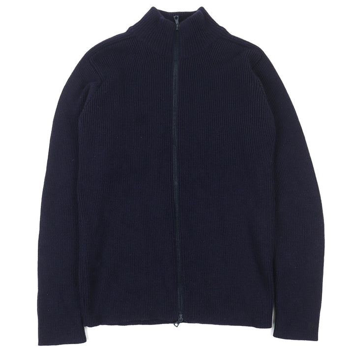 極美品△EMPORIO ARMANI エンポリオ アルマーニ ヴィンテージ ウール100％ ハイネック ジップアップ ドライバーズニット 48 正規品