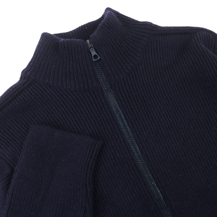 極美品△EMPORIO ARMANI エンポリオ アルマーニ ヴィンテージ ウール100％ ハイネック ジップアップ ドライバーズニット 48 正規品