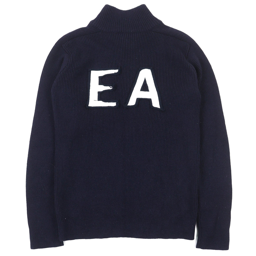極美品△EMPORIO ARMANI エンポリオ アルマーニ ヴィンテージ ウール100％ ハイネック ジップアップ ドライバーズニット 48 正規品