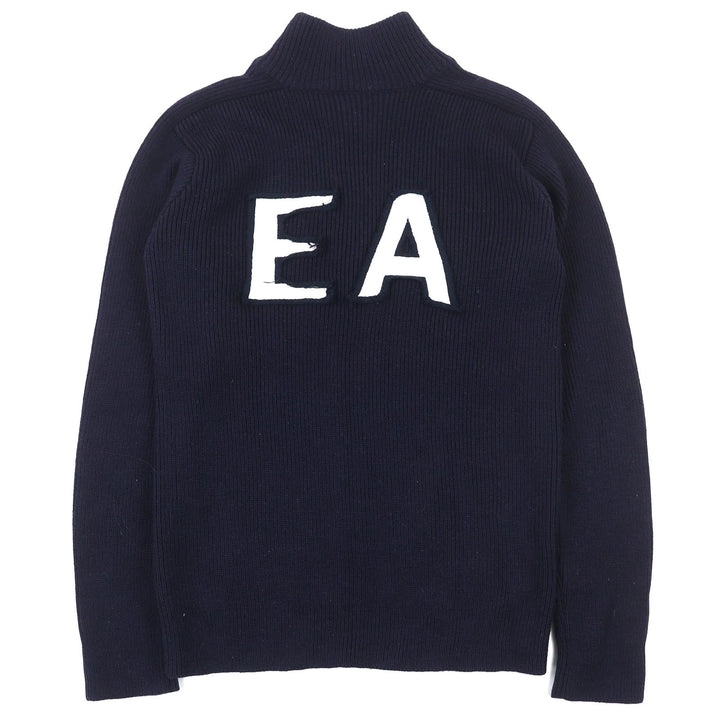 極美品△EMPORIO ARMANI エンポリオ アルマーニ ヴィンテージ ウール100％ ハイネック ジップアップ ドライバーズニット 48 正規品