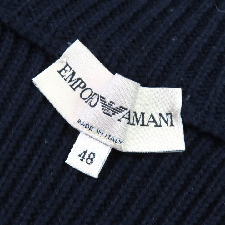 極美品△EMPORIO ARMANI エンポリオ アルマーニ ヴィンテージ ウール100％ ハイネック ジップアップ ドライバーズニット 48 正規品