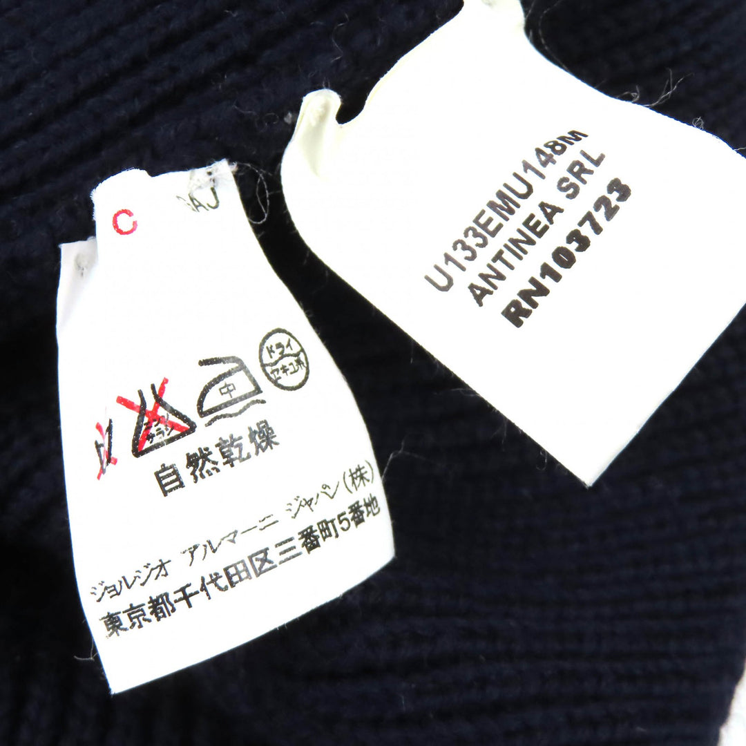 極美品△EMPORIO ARMANI エンポリオ アルマーニ ヴィンテージ ウール100％ ハイネック ジップアップ ドライバーズニット 48 正規品