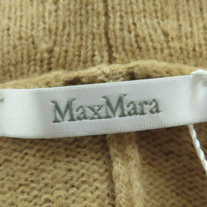 未使用品☆Max Mara マックスマーラ 134602836500 ウール キャメル ベルト・フリンジ付 ニット コート カーディガン キャメル M 正規品