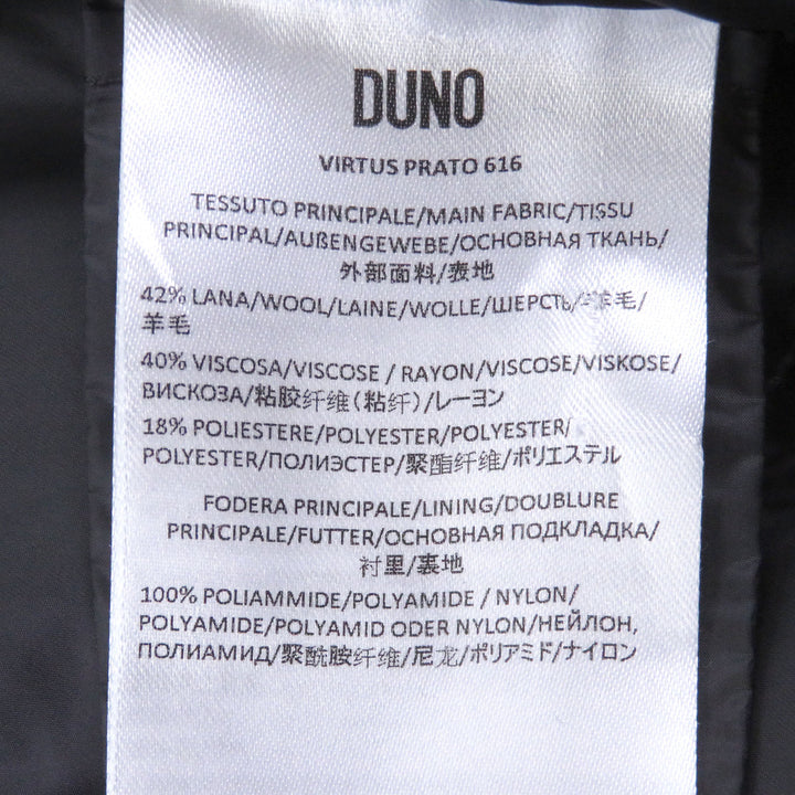 美品□DUNO デュノ 2023年製 VIRTUS PRATO ロゴ入り フーデッド ウールダウンジャケット パファージャケット ブラック 48 正規品 メンズ
