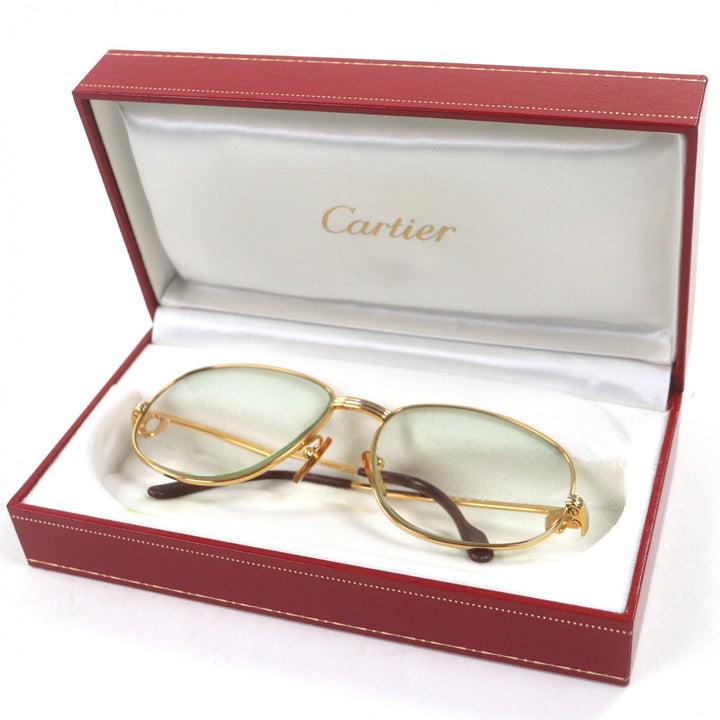 良品▼Cartier カルティエ ヴィンテージ トリニティ ロゴ金具 メガネ 眼鏡 アイウェア ゴールド ボルドー 56□16 130 度入り ケース付き