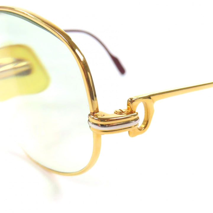 良品▼Cartier カルティエ ヴィンテージ トリニティ ロゴ金具 メガネ 眼鏡 アイウェア ゴールド ボルドー 56□16 130 度入り ケース付き