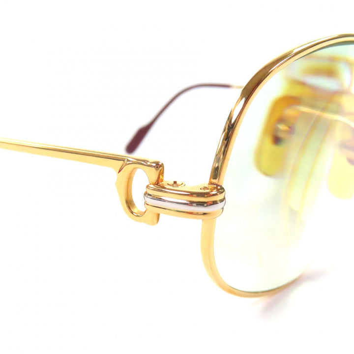 良品▼Cartier カルティエ ヴィンテージ トリニティ ロゴ金具 メガネ 眼鏡 アイウェア ゴールド ボルドー 56□16 130 度入り ケース付き