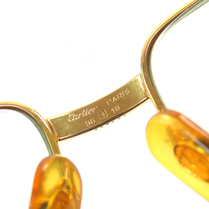 良品▼Cartier カルティエ ヴィンテージ トリニティ ロゴ金具 メガネ 眼鏡 アイウェア ゴールド ボルドー 56□16 130 度入り ケース付き