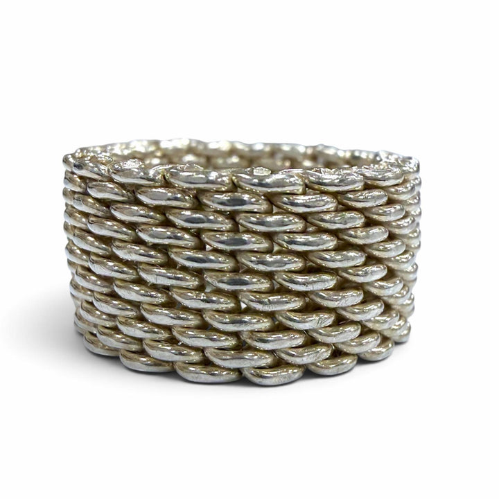 美品▼TIFFANY&amp;Co. ティファニー サマセット 925 メッシュ リング 指輪 シルバー JP9号相当 重量8.2g メンズ レディース アクセサリー