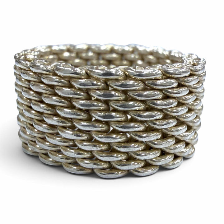 美品▼TIFFANY&amp;Co. ティファニー サマセット 925 メッシュ リング 指輪 シルバー JP9号相当 重量8.2g メンズ レディース アクセサリー