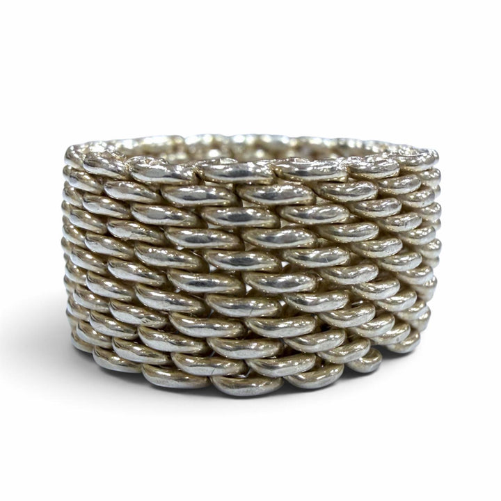 美品▼TIFFANY&amp;Co. ティファニー サマセット 925 メッシュ リング 指輪 シルバー JP9号相当 重量8.2g メンズ レディース アクセサリー