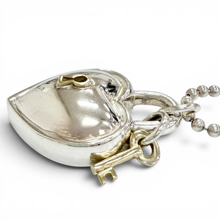 美品△TIFFANY&amp;Co. ティファニー 925 750 ハート ロック キー ネックレス ペンダント アクセサリー シルバー ゴールド 重量30.87g