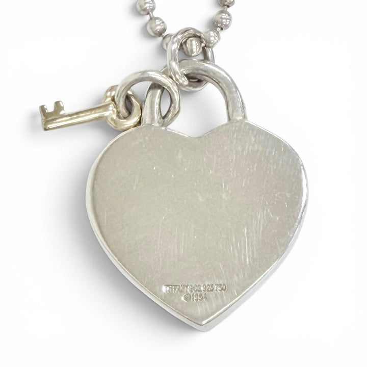 美品△TIFFANY&amp;Co. ティファニー 925 750 ハート ロック キー ネックレス ペンダント アクセサリー シルバー ゴールド 重量30.87g