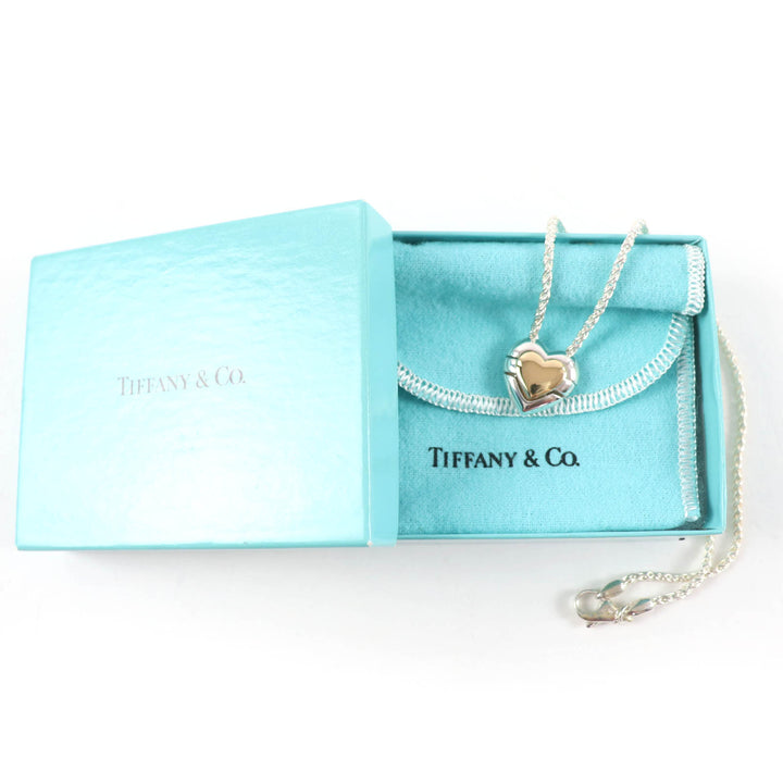 極美品☆TIFFANY&amp;Co. ティファニー 925 パズル ハート ネックレス ペンダント シルバー ゴールド 箱・保存袋付き 重量21.62g レディース