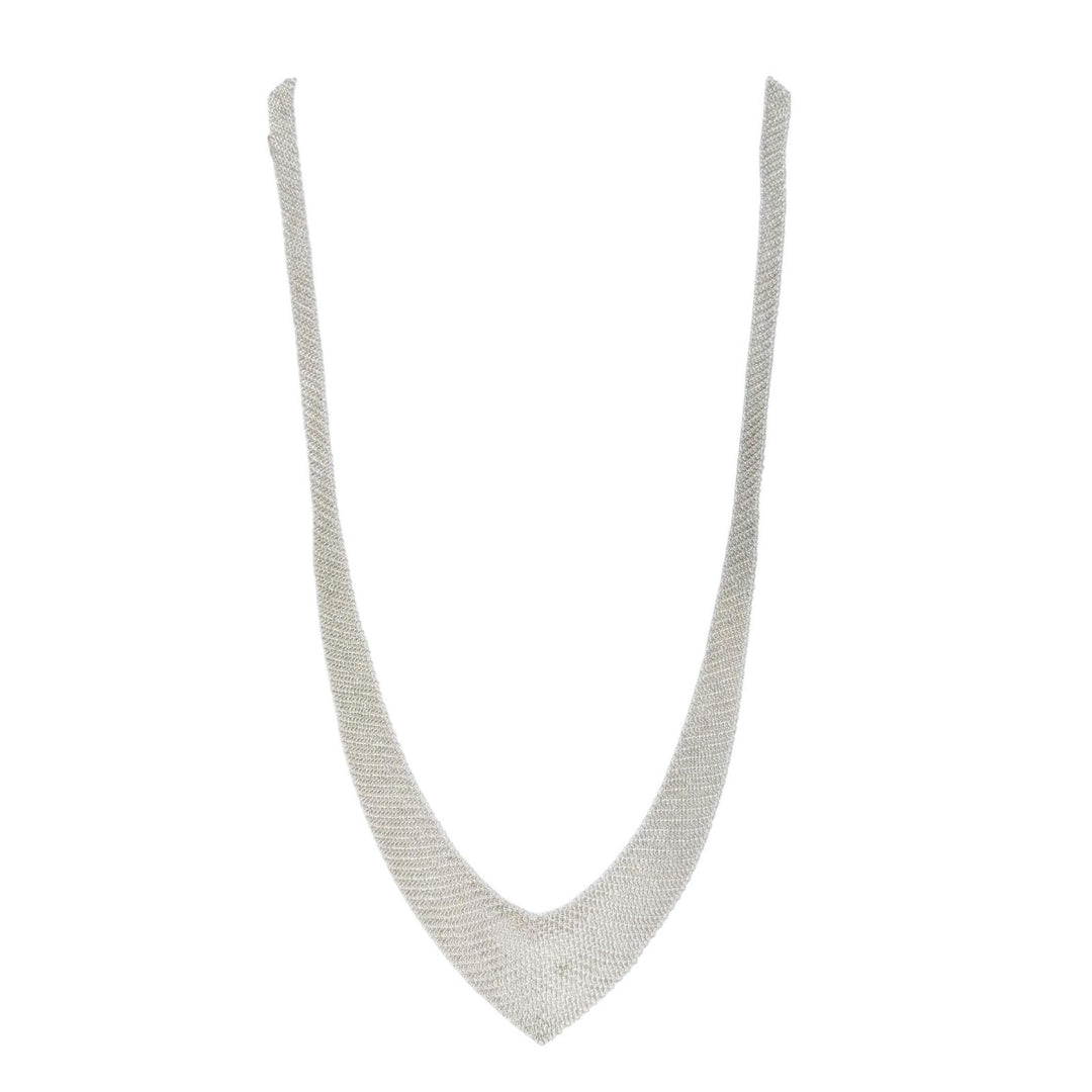 美品△TIFFANY&amp;Co. ティファニー エルサペレッティ メッシュ ネックレス チョーカー アクセサリー 925 シルバー 重量37.9g レディース