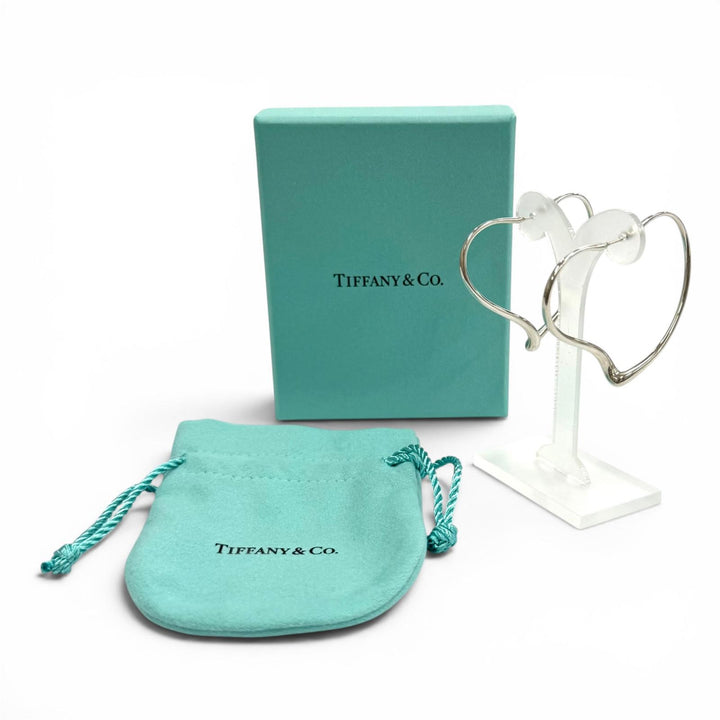 美品★TIFFANY&amp;Co. ティファニー エルサペレッティ オープンハート フープピアス ミディアム AG925 シルバー 重量8.9g 箱・保存袋付き