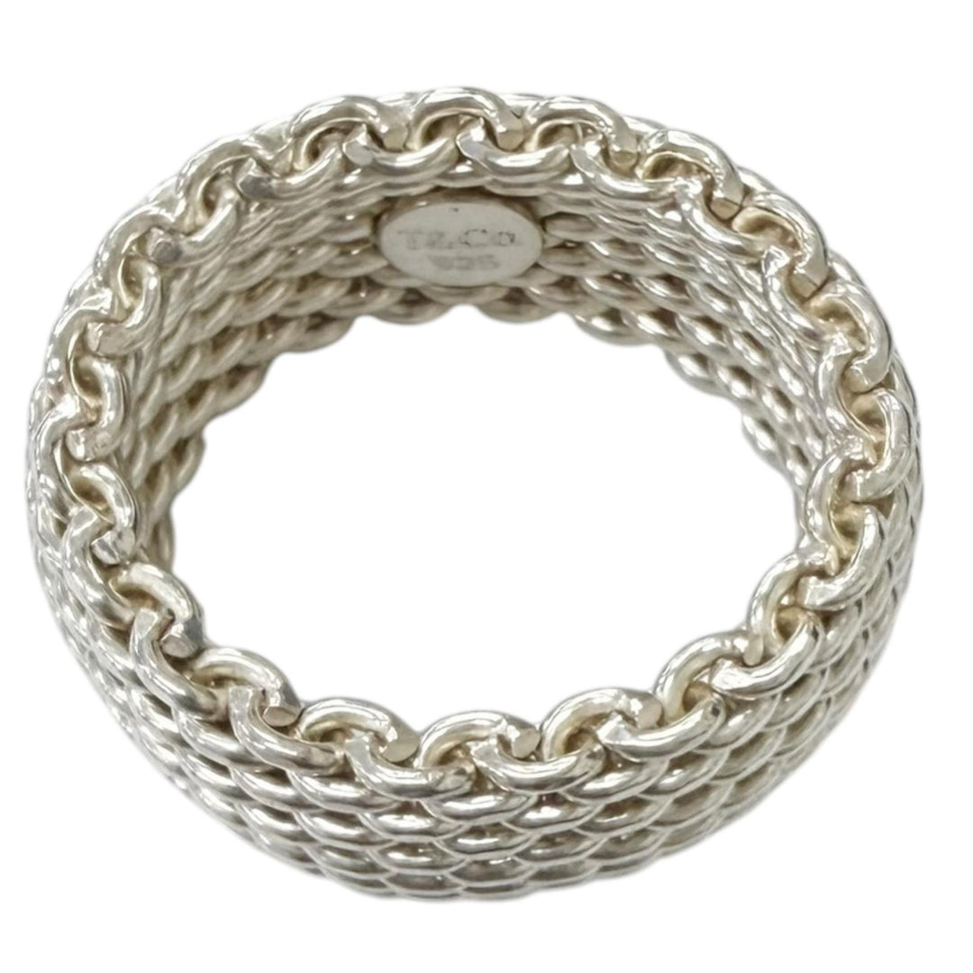 美品□TIFFANY&amp;Co. ティファニー サマセット SV925 メッシュ編み リング 指輪 アクセサリー シルバー JP14号相当 重量8.7g メンズ