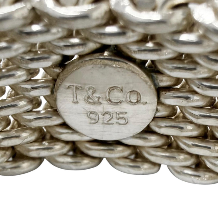 美品□TIFFANY&amp;Co. ティファニー サマセット SV925 メッシュ編み リング 指輪 アクセサリー シルバー JP14号相当 重量8.7g メンズ