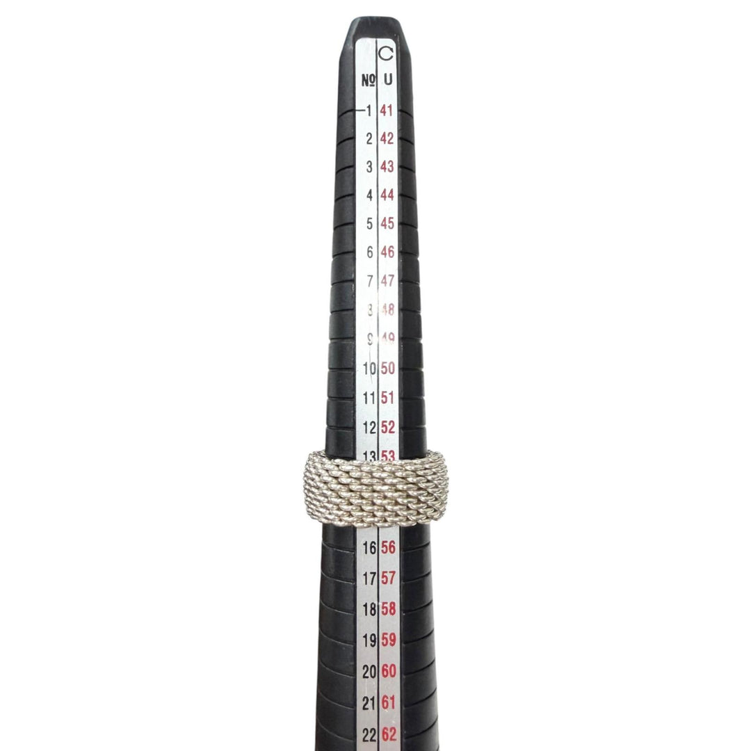 美品□TIFFANY&amp;Co. ティファニー サマセット SV925 メッシュ編み リング 指輪 アクセサリー シルバー JP14号相当 重量8.7g メンズ