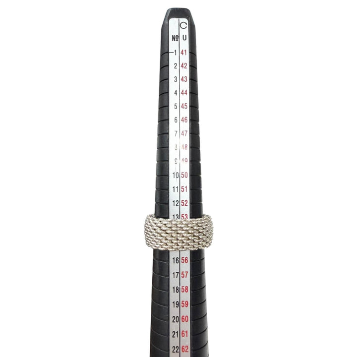 美品□TIFFANY&amp;Co. ティファニー サマセット SV925 メッシュ編み リング 指輪 アクセサリー シルバー JP14号相当 重量8.7g メンズ