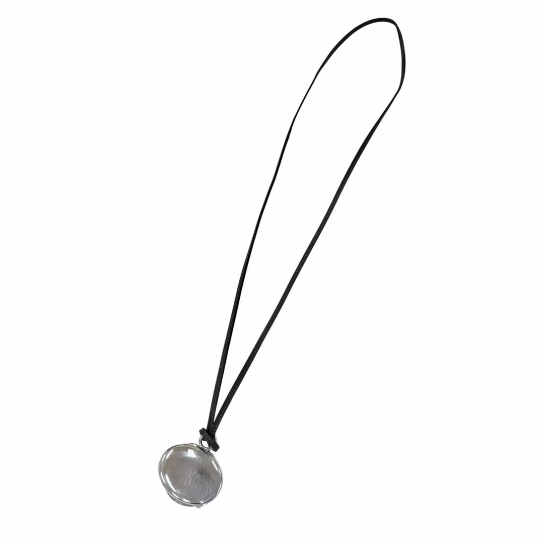 美品☆HERMES エルメス 925 ピルケース レザー使い ペンダント ネックレス シルバー 重量22.2g レディース