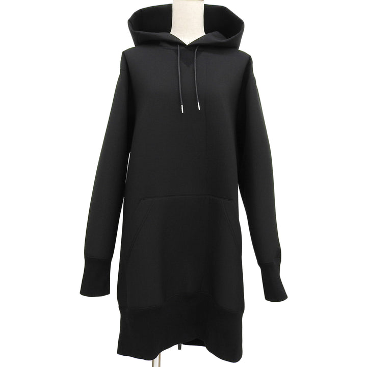 美品▲Sacai サカイ 23AW 23-06769 Suiting Bonding Hoodie ウール混 フーデッド パーカー ワンピース 黒 3 日本製 正規品 レディース