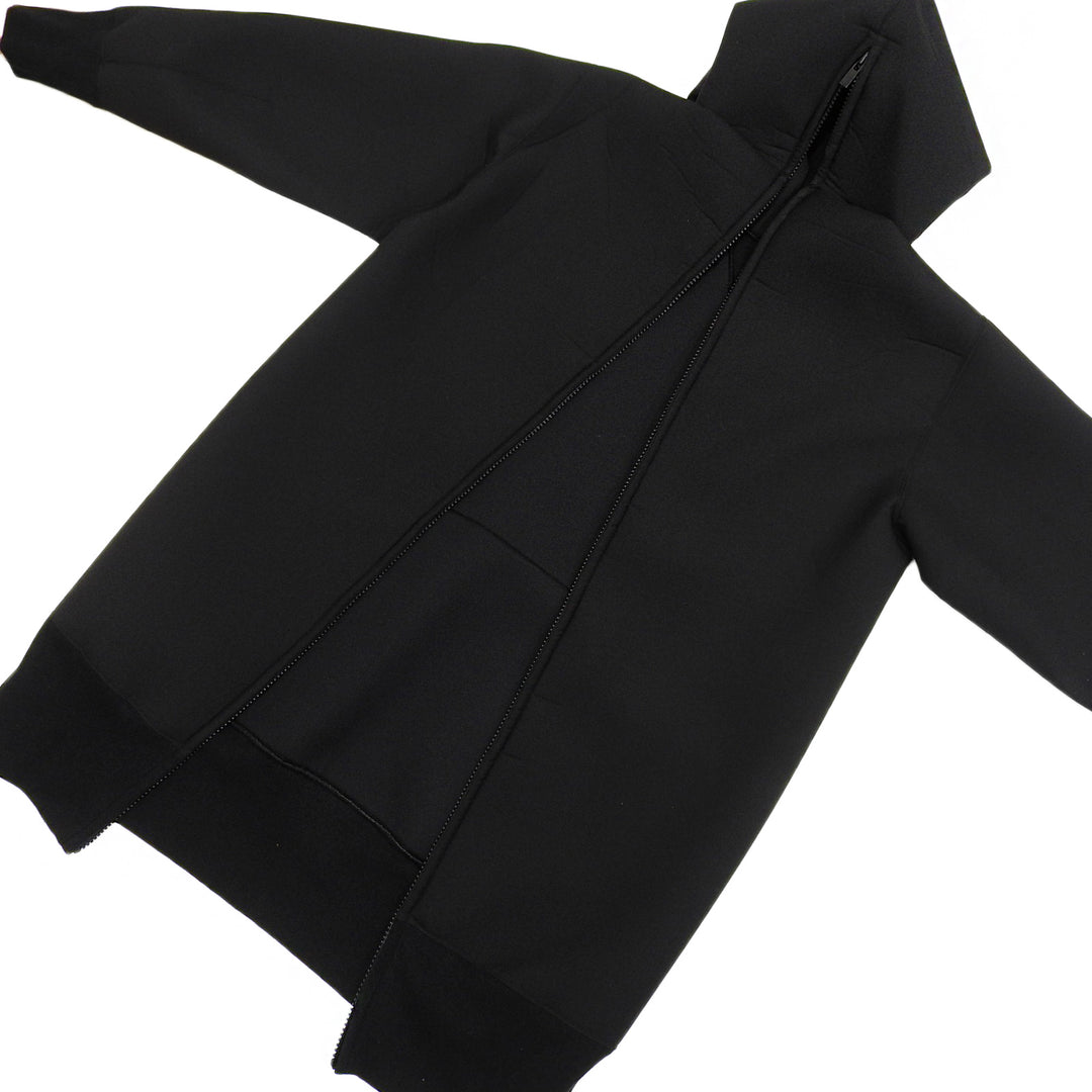 美品▲Sacai サカイ 23AW 23-06769 Suiting Bonding Hoodie ウール混 フーデッド パーカー ワンピース 黒 3 日本製 正規品 レディース