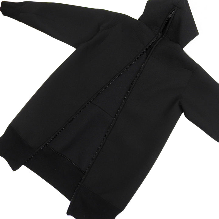 美品▲Sacai サカイ 23AW 23-06769 Suiting Bonding Hoodie ウール混 フーデッド パーカー ワンピース 黒 3 日本製 正規品 レディース