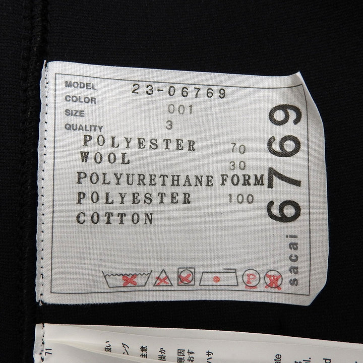 美品▲Sacai サカイ 23AW 23-06769 Suiting Bonding Hoodie ウール混 フーデッド パーカー ワンピース 黒 3 日本製 正規品 レディース