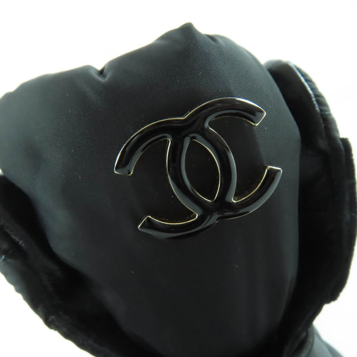 未使用品☆CHANEL シャネル G45125 ココマーク・ロゴ マトラッセ レザー使い ショートブーツ ブラック 36 保存袋付 伊製 レディース