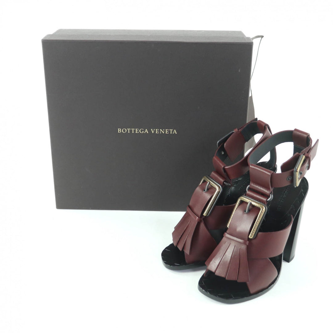 未使用品★BOTTEGAVENETA ボッテガヴェネタ BAROLO フリンジ バックル付 インソールイントレチャート レザー サンダル 35 箱付き 伊製