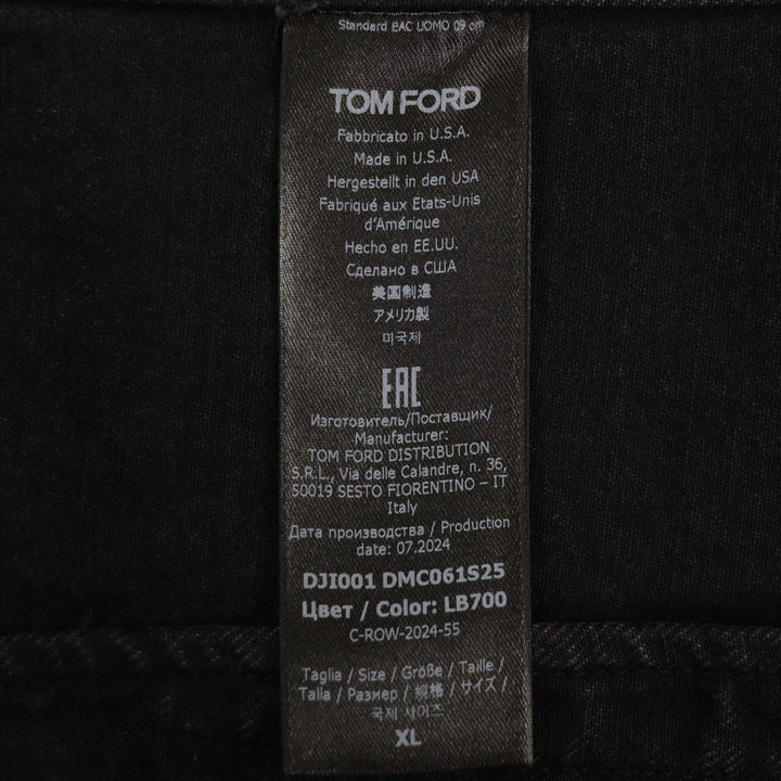極美品▼TOM FORD トムフォード 2024年製 DJI001 DMC061S25 レザーパッチ付 ロゴ入りボタン デニムジャケット ブラック XL 正規品 メンズ