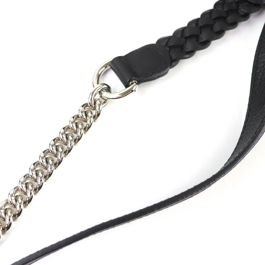極美品△GUCCI グッチ 240241 レザー使い マイクロシマ ニューバンブー 2WAY ハンドバッグ チェーン ショルダーバッグ ブラック 伊製