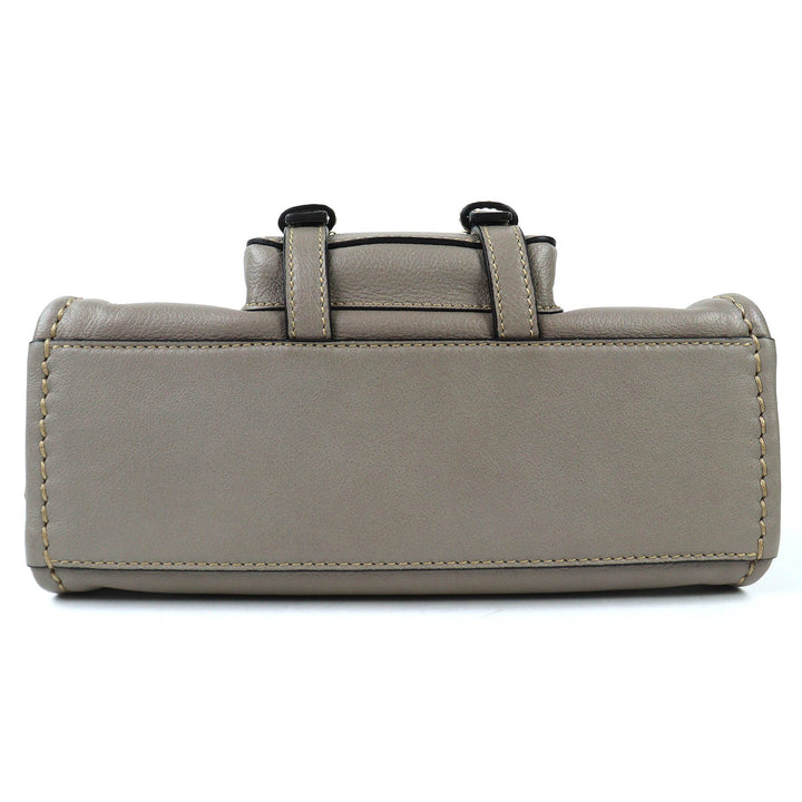 極美品△Chloe クロエ CHC21WS451F43053 EDITH MINI BAG レザー 2WAY ハンドバッグ ショルダーバッグ カシミアグレー 袋付き レディース