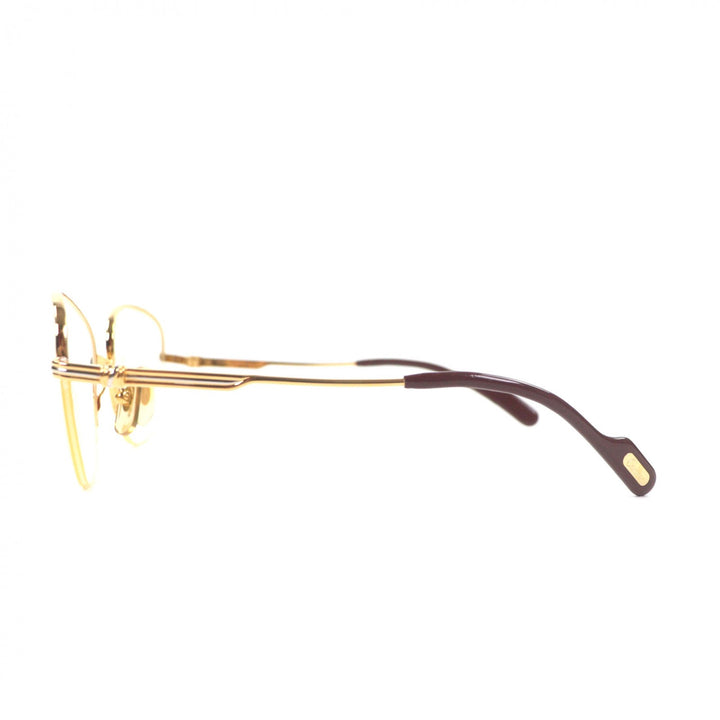 美品▼Cartier カルティエ トリニティ ハーフリム メガネ 眼鏡 アイウェア ゴールド ボルドー 53□18 135 デモレンズ ケース付き メンズ