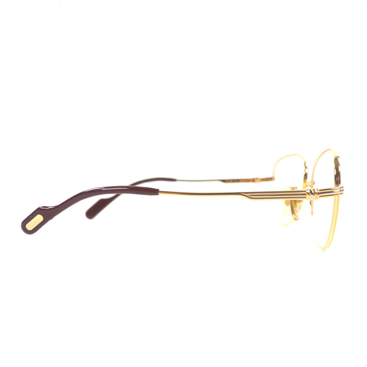 美品▼Cartier カルティエ トリニティ ハーフリム メガネ 眼鏡 アイウェア ゴールド ボルドー 53□18 135 デモレンズ ケース付き メンズ