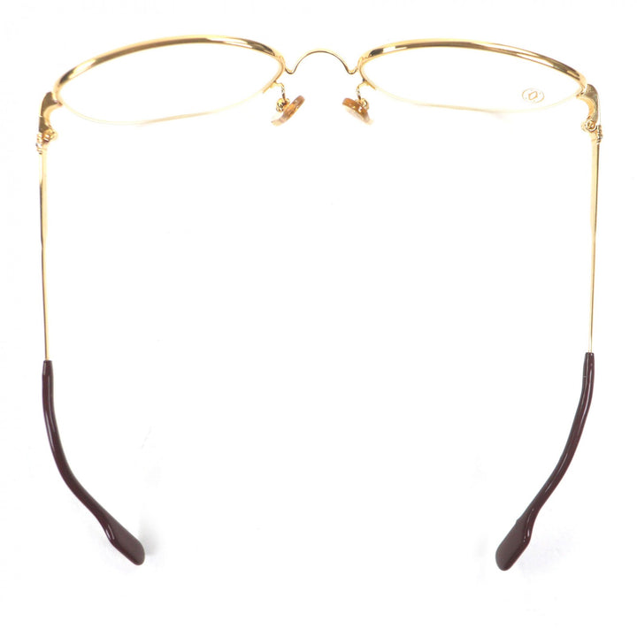 美品▼Cartier カルティエ トリニティ ハーフリム メガネ 眼鏡 アイウェア ゴールド ボルドー 53□18 135 デモレンズ ケース付き メンズ
