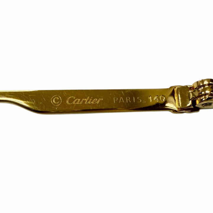 美品□Cartier カルティエ 140 トリニティ ハーフリム サングラス アイウェア ゴールド ボルドー 55□18 フランス製 メンズ ケース付き