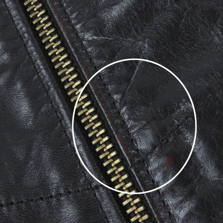 美品□LEATHER BOMU レザーボム ホースハイド 裏地ウールブレンド シングルライダース レザーバイカージャケット ブラック XL メンズ