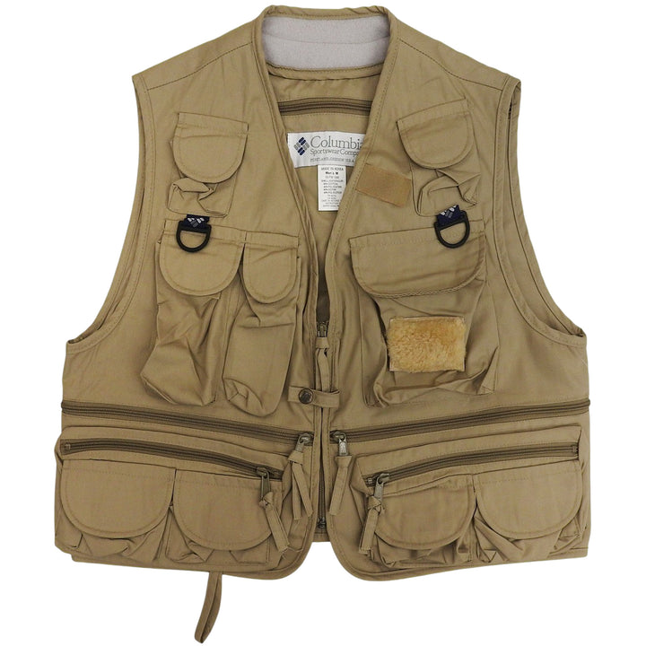 未使用品▲Columbia コロンビア ヴィンテージ 90s デッドストック ロゴワッペン付 PFG フィッシングベスト ベージュ M メンズ